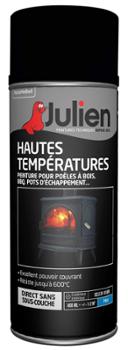 Peinture haute température 600° noire mat en aérosol 400 ml pour surfaces métalliques