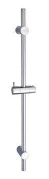 Barre de douche de rénovation chromée Ø18 mm avec support coulissant et fixations en cavalier