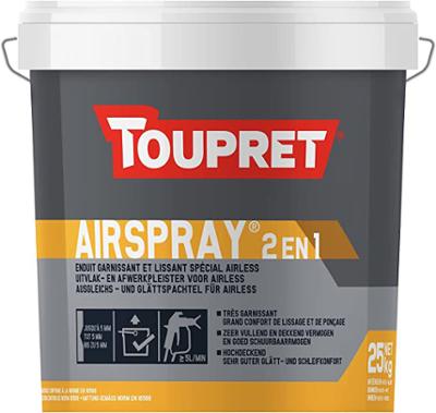 Enduit garnissant et lissant Airspray 2 en 1 de 25 kg spécial Airless pour murs intérieurs, prêt à l'emploi.