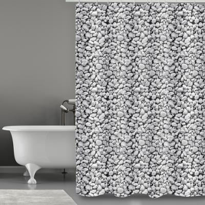 Rideau de douche en polyester 180 x 200 cm motif galets, résistant à l'eau