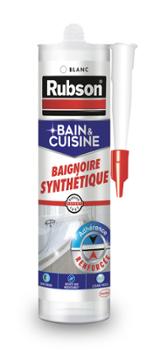Mastic Bain & Cuisine Baignoire Synthétique Blanc 280 ml pour étanchéité sanitaire, résistant à l'humidité et anti-moisissures