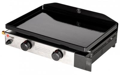 Plancha à gaz à poser SOLIA 200 en acier laqué noir, surface de cuisson 52 x 38 cm pour cuisine d'extérieur.