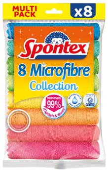 Lavettes microfibres multicolores Collection Multi Usages, pack de 8 pour un nettoyage efficace et polyvalent.