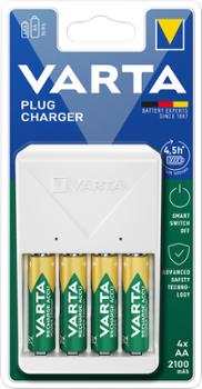 Chargeur secteur compact avec 4 piles rechargeables AA 2100mAh
