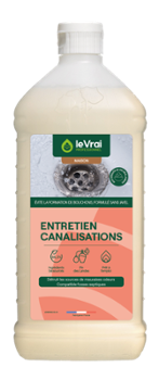 Bouteille de produit d'entretien et déboucheur pour canalisations et fosses septiques, format 1 litre