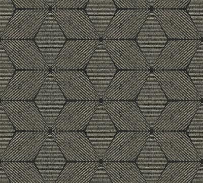 Papier peint vinyle grainé sur intissé motif lotus noir et or