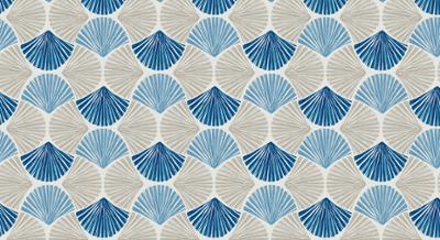 Nappe Fibranne Bergamo motif coquillages Seashells, rouleau de 138 cm x 15 m