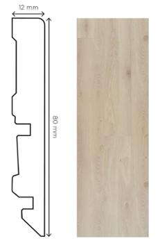 Plinthe en bois de peuplier de 80mm de hauteur, finition brute prête à peindre pour parquet ou stratifié.