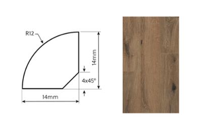 Quart de rond Noyer, profilé en bois pour finition de parquet et revêtement de sol