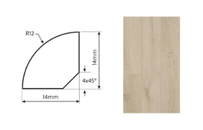 Quart de Rond Sapin en bois clair, accessoire de finition pour parquets et revêtements de sol.
