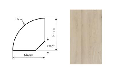 Moulure quart de rond en peuplier naturel pour la finition de parquets et revêtements de sol