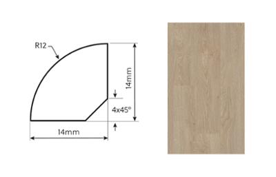 Moulure quart de rond en Aulne Blanc pour finition de sol parquet et stratifié