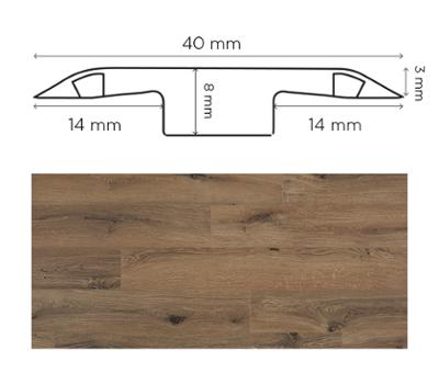 Barre de jonction en noyer pour parquets et sols stratifiés, profilé de finition élégant.