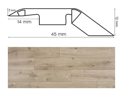 Barre de seuil Alisier aspect bois pour raccord et finition de parquet ou revêtement stratifié