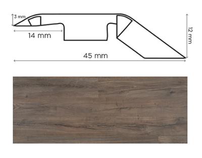 Barre de seuil Cèdre Grise pour parquets et stratifiés, idéale pour une transition élégante entre deux revêtements.