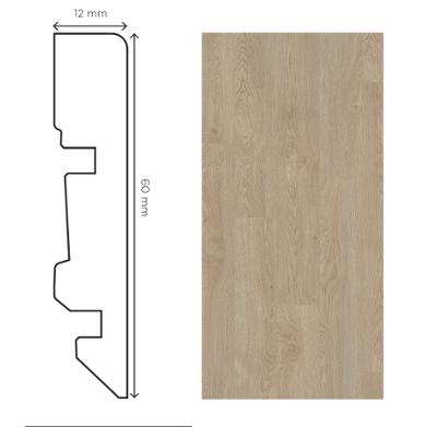 Plinthe Aulne Blanc 60mm pour finition de parquet et protection murale