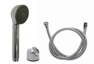 Ensemble douche complet avec support mural, flexible et douchette chromée design moderne