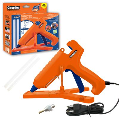 Pistolet à colle chaude Cléo'Gun Max grand modèle avec son support, idéal pour le bricolage et les réparations.