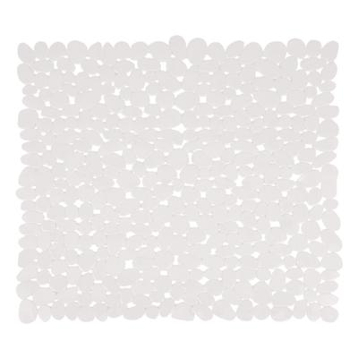 Tapis de fond de douche PVC blanc 53x53 cm motif galets antidérapant