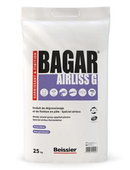 Enduit à projeter Bagar Airliss G en sac de 25 kg pour murs intérieurs, idéal pour une finition lisse.