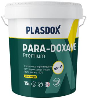 Peinture de façade Para-Doxane Premium 15L finition semi épais D3 en pot blanc mat pour murs extérieurs.