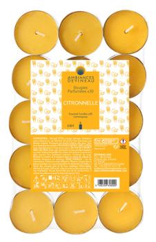 Bougies Chauffe-Plat Citronnelle X30, lot de 30 pour éloigner les moustiques en extérieur.