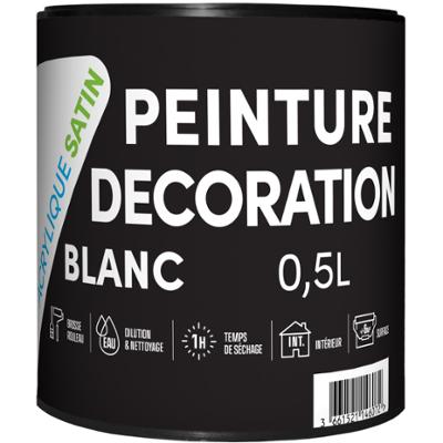 Peinture acrylique satin blanc pour décoration intérieure murale, haut pouvoir couvrant