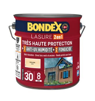 Bidon de Lasure Très Haute Protection 8 ans 2.5L finition satinée pour bois extérieur