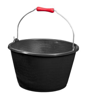 Seau à vendange noir robuste en plastique avec anse métallique et poignée, 16 litres