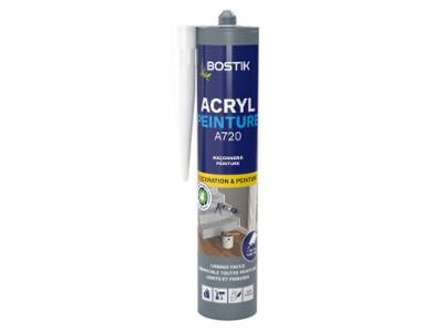 Mastic d'Étanchéité Acryl Peinture A720 blanc, en cartouche de 310 ml, pour calfeutrage et joints intérieurs.