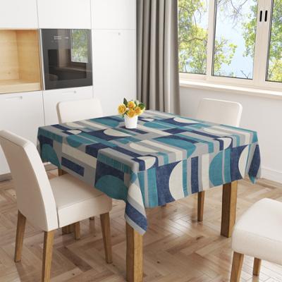 Toile cirée ovale Boum Bleu 140 x 240 cm sur cintre, idéale pour la protection de table et facile d'entretien