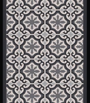 Tapis de passage Portu Tile Grey gris 0.66 x 15 m avec motif carreaux
