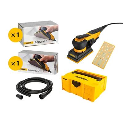 Pack Ponceuse professionnelle Deos II Pro avec accessoires et coffret de transport, pour travaux intensifs en bâtiment.