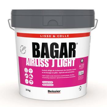 Seau de 18 kg d'enduit à projeter Bagar Airliss J Light prêt à l'emploi pour le lissage des murs intérieurs