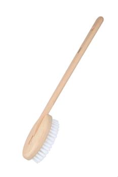 Brosse de bain douce à long manche en bois ciré et poils en nylon de 41 cm