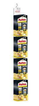 Colle fixation forte Ni Clou Ni Vis Chrono en tube blanc de 52g, lot de 48 blisters sur bande cross pour assemblage sans perçage et séchage rapide.