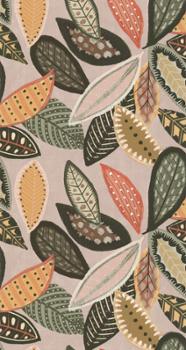 Papier peint vinyle sur intissé à motif feuillage contemporain multicolore, idéal pour un intérieur moderne.