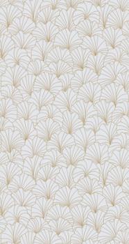 Papier peint expansé sur intissé à motif pétales en relief blanc et doré
