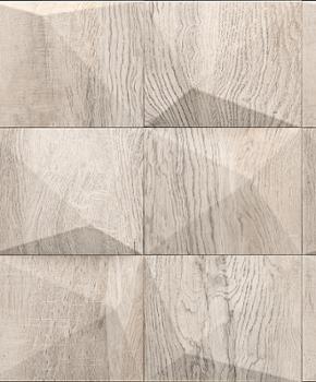Papier peint intissé motif blocs de bois effet 3D aux tons naturels