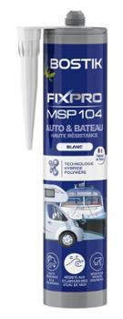 Cartouche de mastic de Fixation MSP 104 blanche 290 ml pour auto et bateau, étanche et résistante.