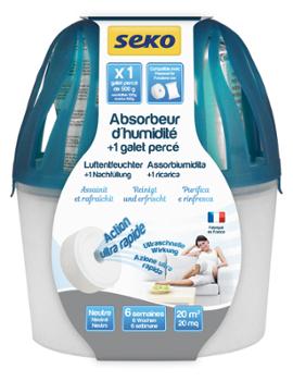 Absorbeur d'humidité Medium design Jungle avec 1 galet perforé neutre de 500g, idéal pour assainir l'air intérieur.