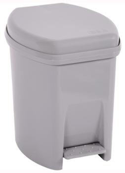 Poubelle à pédale en plastique 6L grise avec seau amovible, idéale pour salle de bain