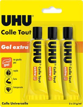 Lot de 3 tubes de Colle Tout Gel Extra 31 ml, colle d'assemblage universelle