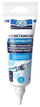 Gebetanche Eau Potable RT1 Tube 50 ml, mastic d'étanchéité pour raccords de plomberie, application facile.