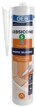 Mastic silicone sanitaire Gebsicone S blanc, 310 ml, anti-moisissure pour joints de salle de bain et cuisine