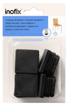 Lot de 4 embouts carrés en plastique noir pour pieds de chaises et meubles, protection anti-rayures.