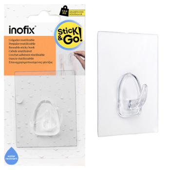 Crochet adhésif réutilisable grand modèle transparent, idéal pour fixation murale sans perçage en cuisine