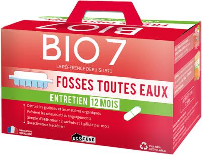 Activateur biologique Bio7 Spécial Fosses Toutes Eaux en sac de 2 kg pour un traitement de 12 Mois.
