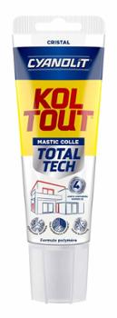 Tube de mastic-colle polymère universelle Koltout Total Tech Cristal 125 ml pour collages et joints invisibles.