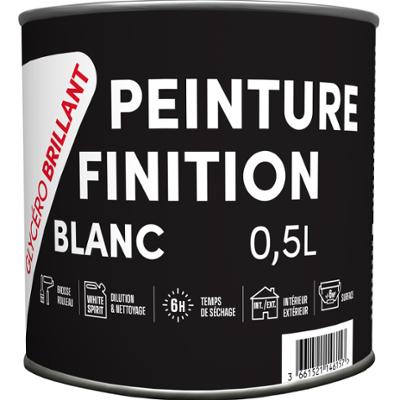 Peinture de finition Glycéro Brillant Blanc 0.5L en pot pour usage intérieur